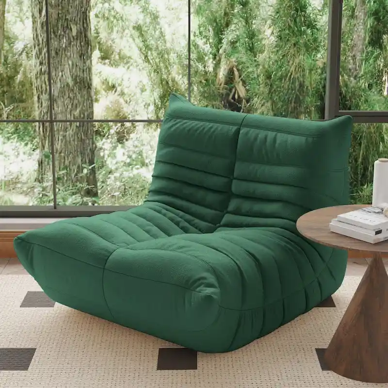 Fireside Chair Single Sofa Teddy Fabric Bean Bag Chair