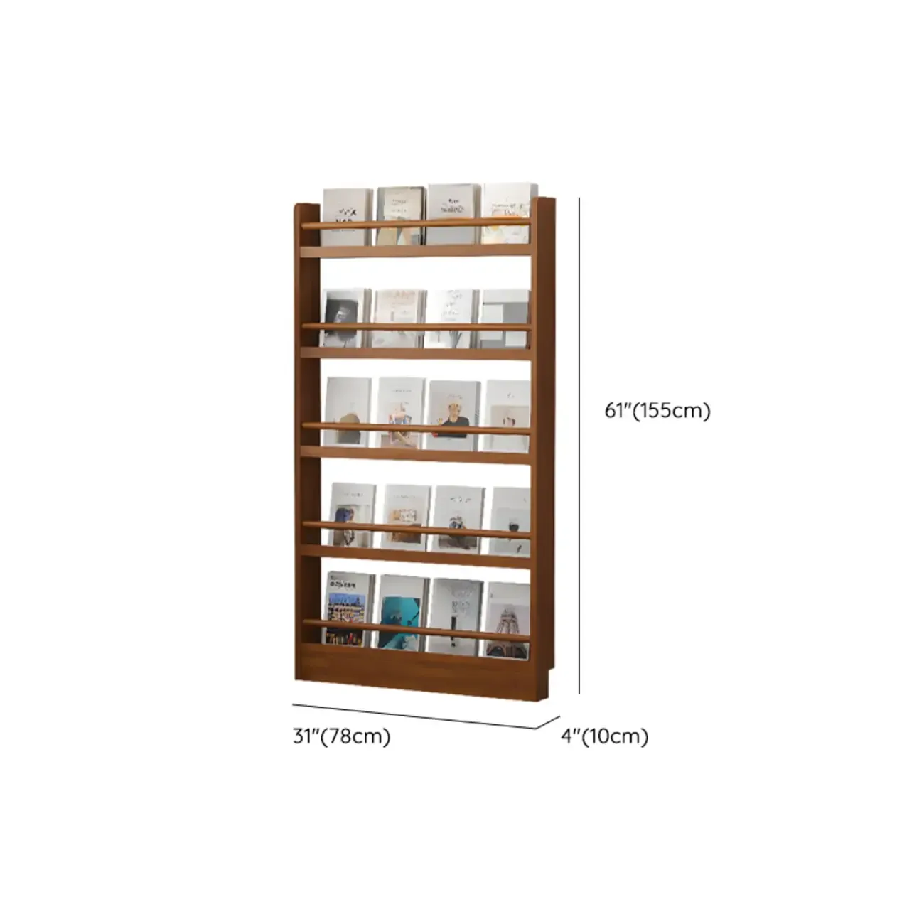 Rustic Brown Oak Bookcase Open Rectangular BookShelves