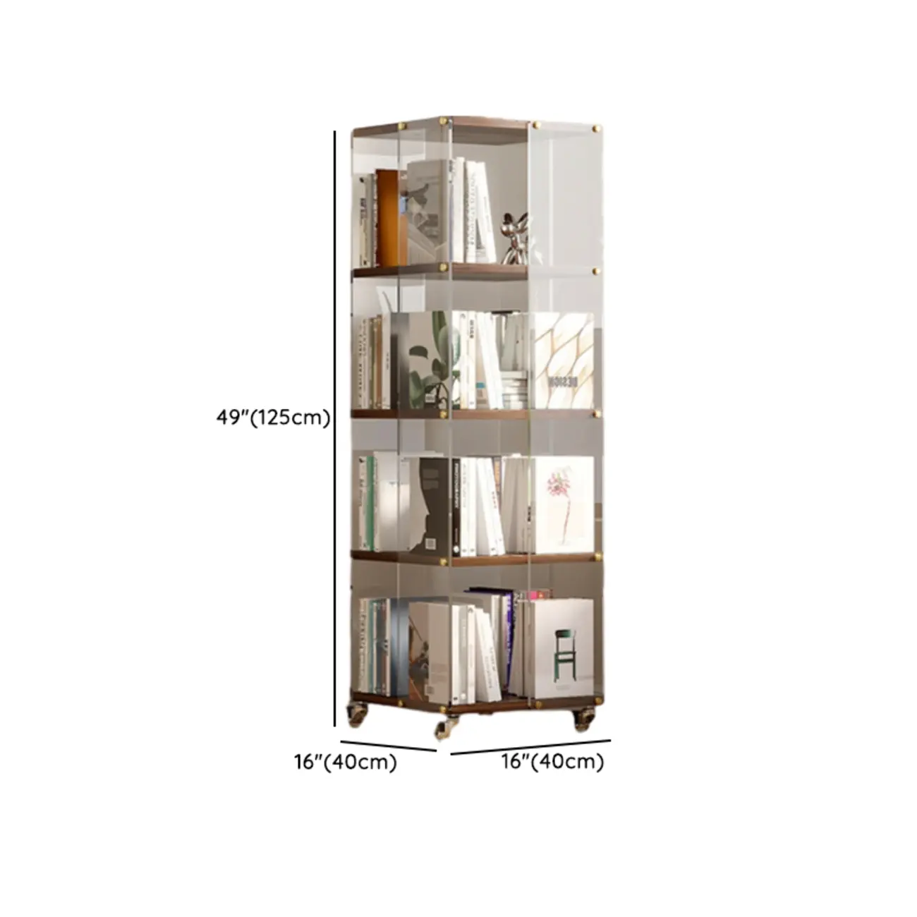 Art Deco Square Timber Shelf Glass Panel Swivel Chest