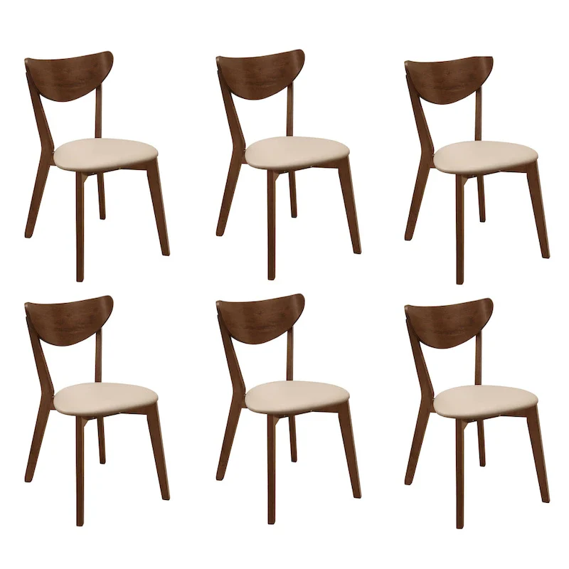 Markus Tan and Chestnut Open Back Dining Chairs (Set of 6)