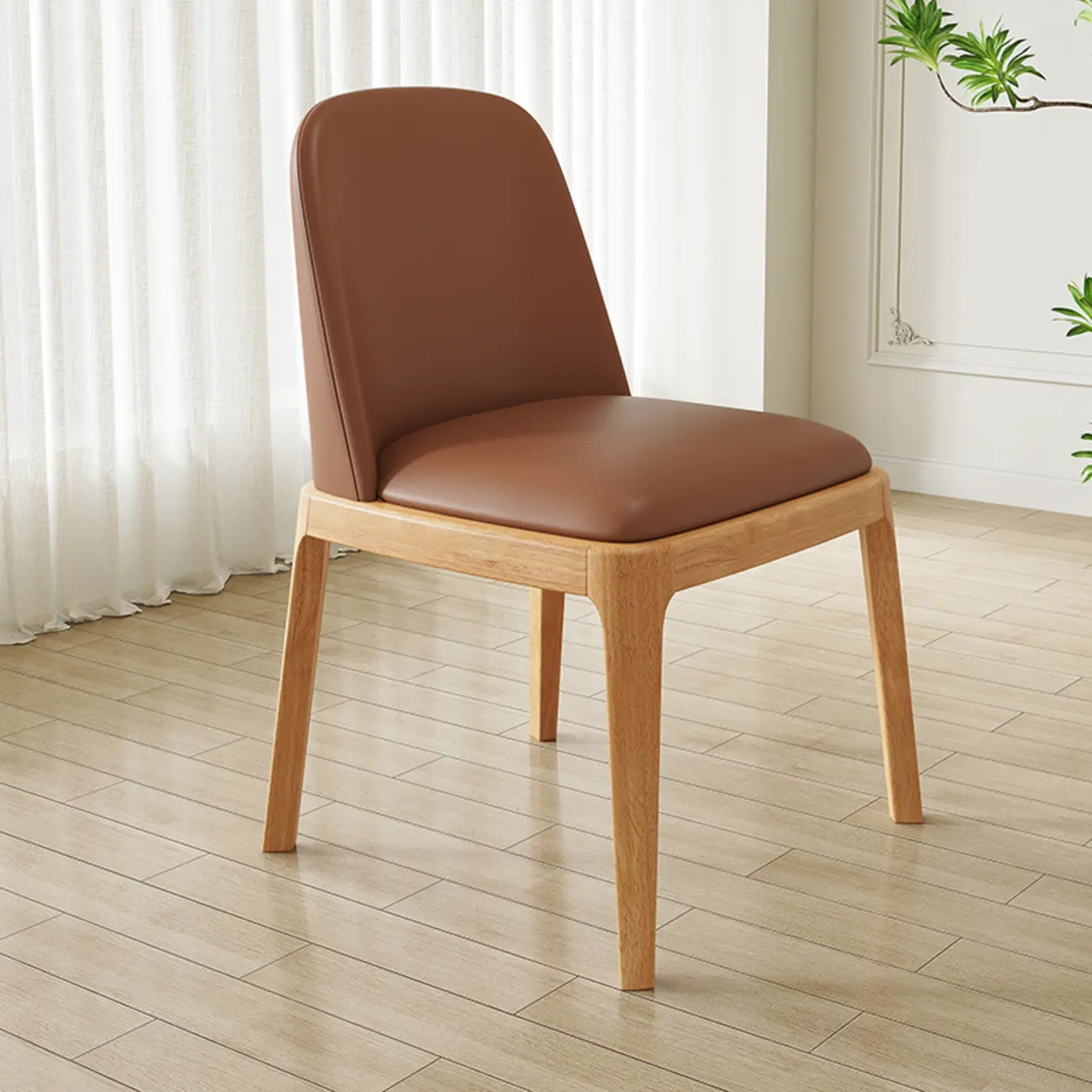 Modern Rubber Wood Upholstered Dining Chair Set of 2