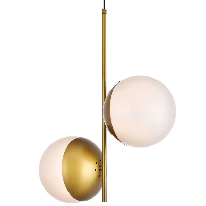 Elegant Lighting Eclipse 2 Light 17  Wide Pendant with Frosted Glass