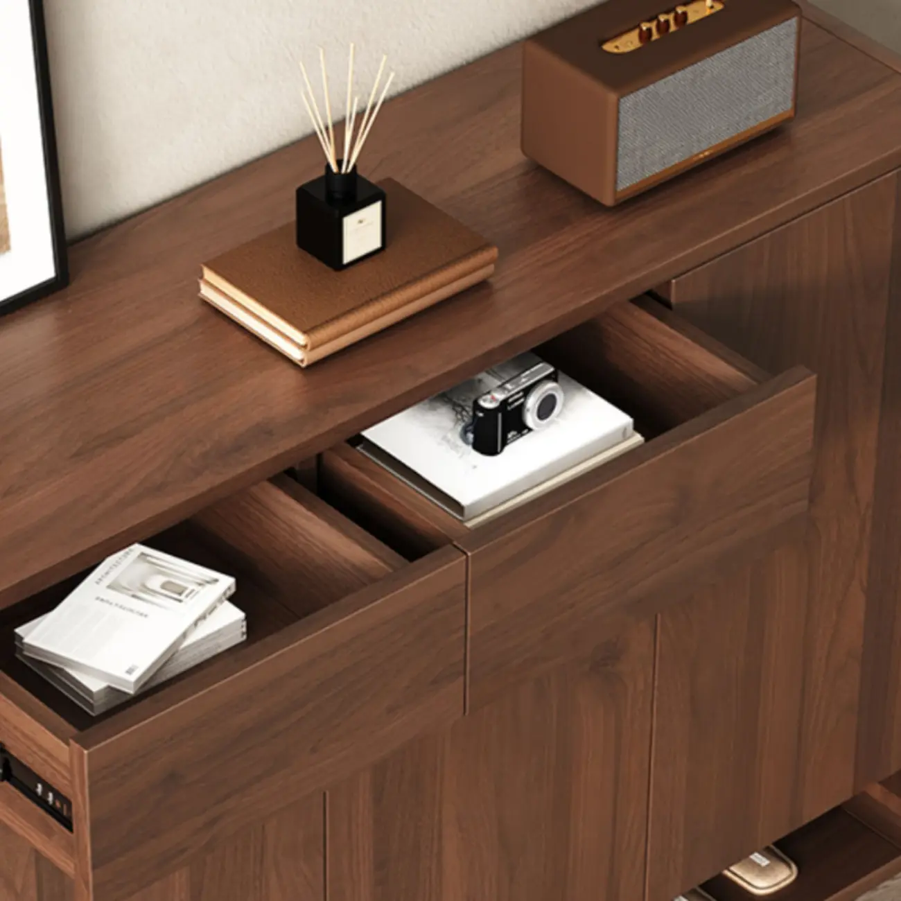 Modern Manufactured White Wood Shoe Cabinet