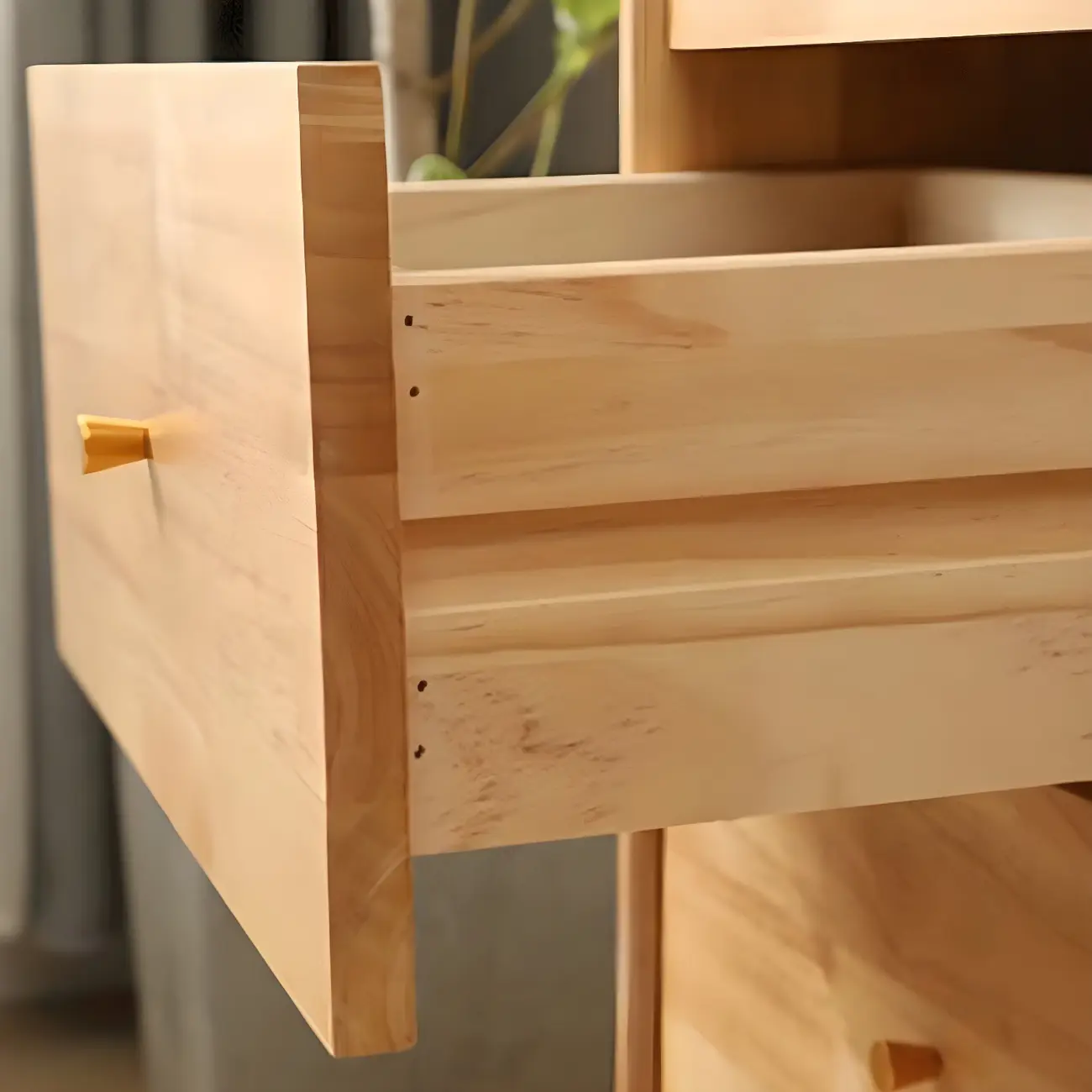 Retro Natural Wood Combo Dresser with Cabinets and Shelves