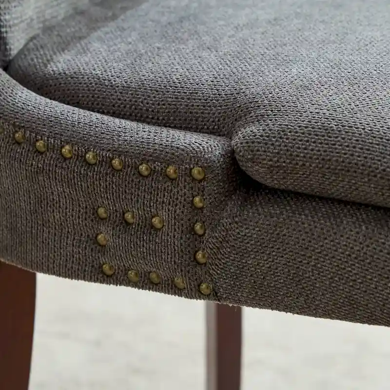 Modern Dining Chairs Set of 2,Chenille Upholstered Dining Chairs,Living Room Accent Leisure Chairs with Curved Solid Wood Legs