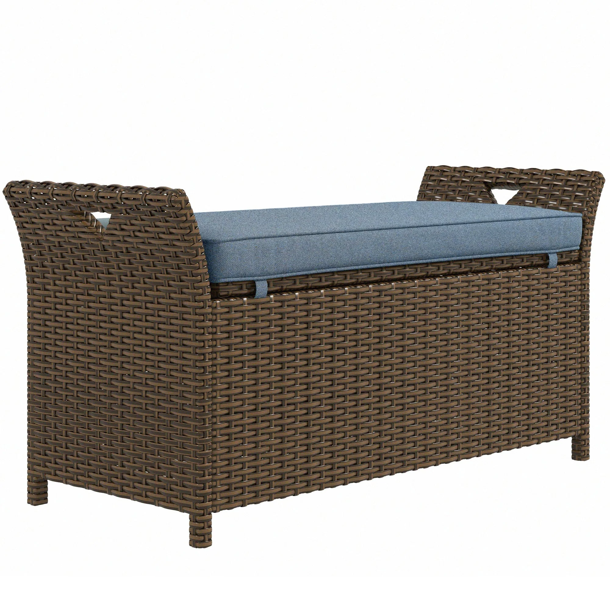 Walker Edison | Outdoor Patio Wicker Storage Bench