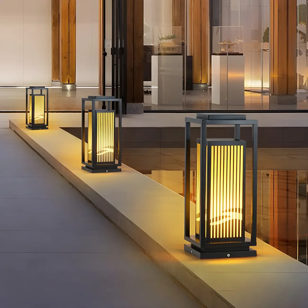 Elegant Vertical Open Rectangle Shade Post Cap Light