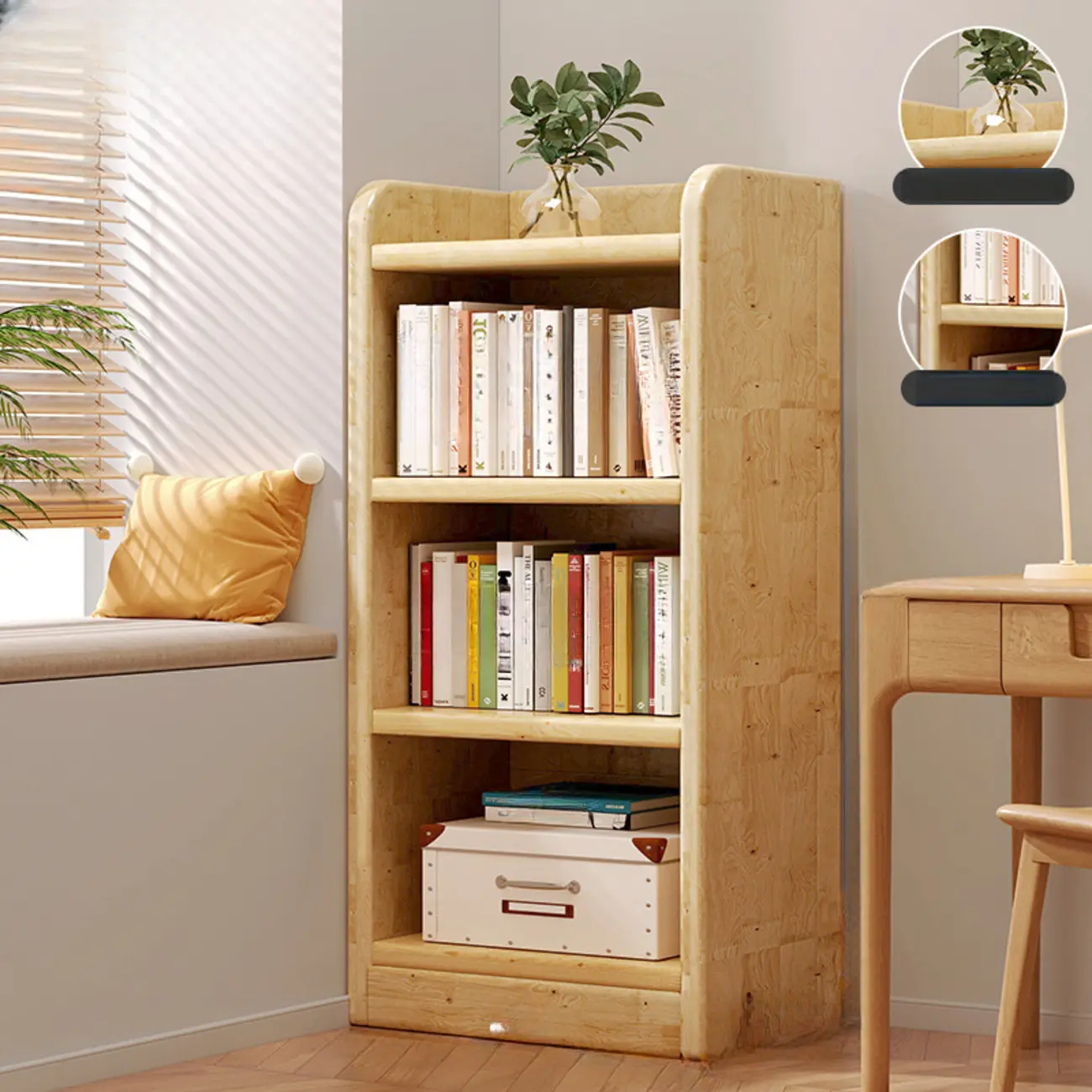 Rustic Vertical 5-Tier Closed Back Wooden Bookshelf