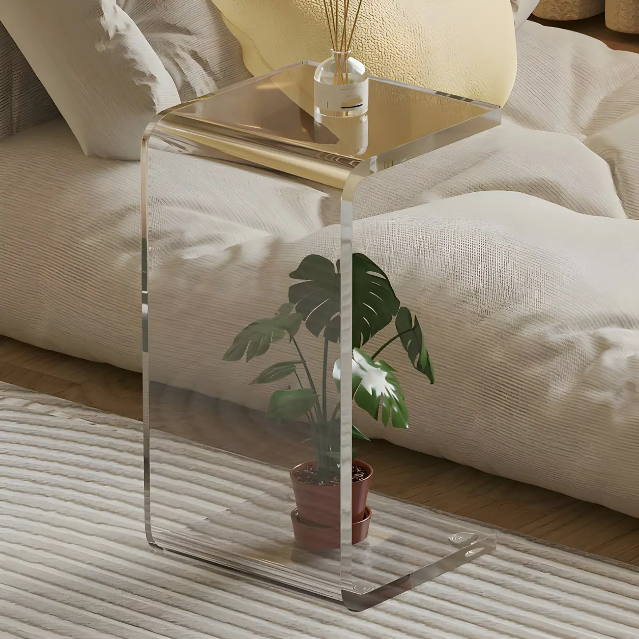 Versatile Acrylic Side Table C-Shaped