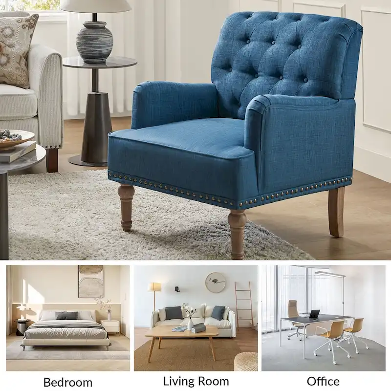 Geltrude Traditional Upholstered Accent Chair with Button Tufted Back Set of 2 by HULALA HOME