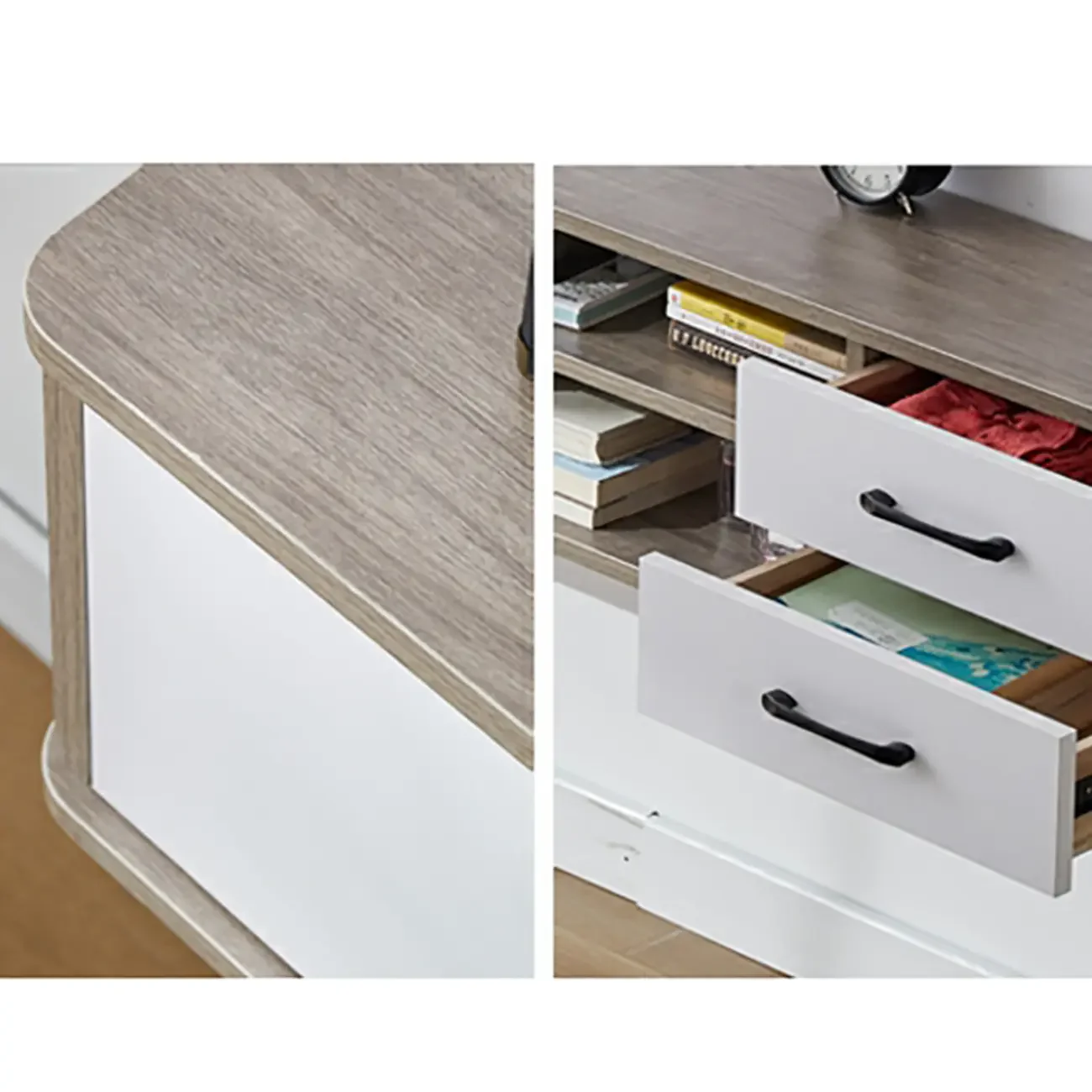 59 Grey Wooden Open Shelf Floating TV Stand with Drawers