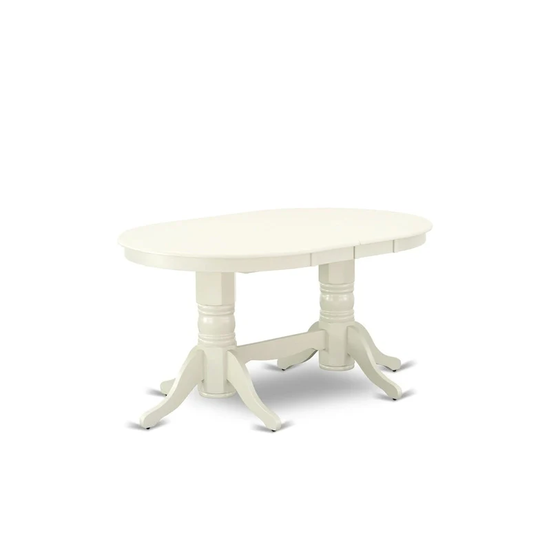 East West Furniture 9 Piece Kitchen Table Set- an Oval Dining Table and 8 Cream Linen Fabric Parson Chairs, Linen White