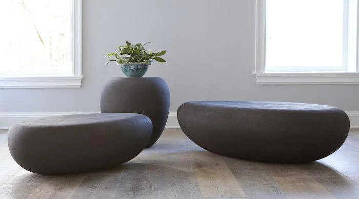 River Stone Side Table, Charcoal Stone