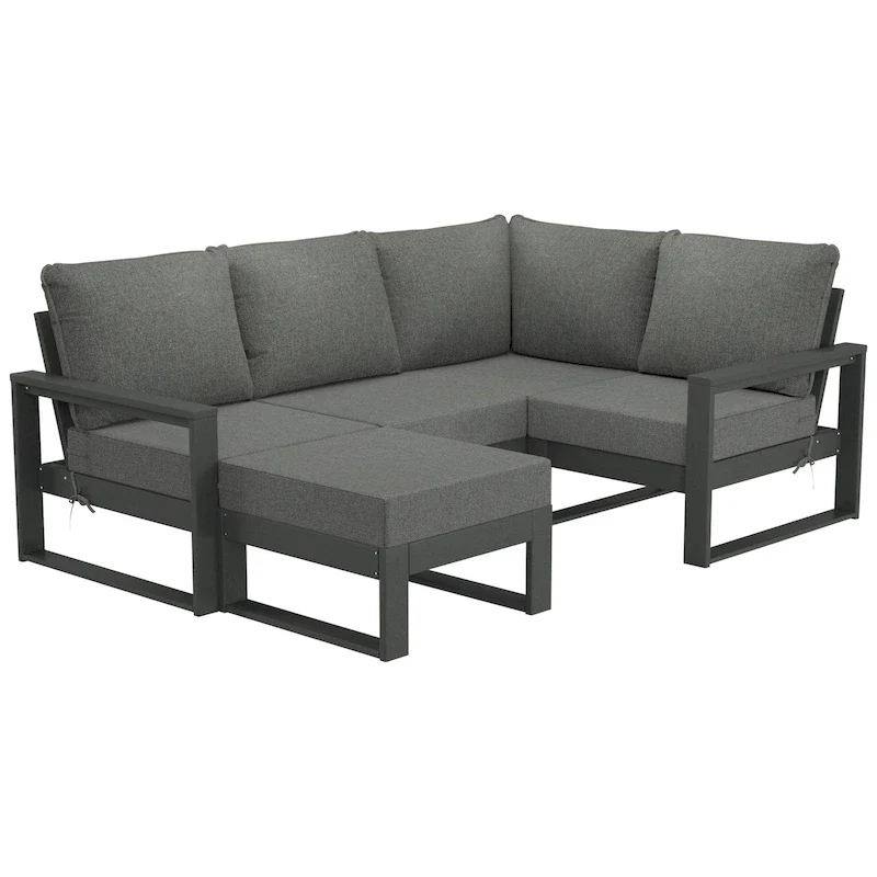 Polytrends Endless Patio 5-Piece Deep Seating Set with Ottoman with Gray Frame