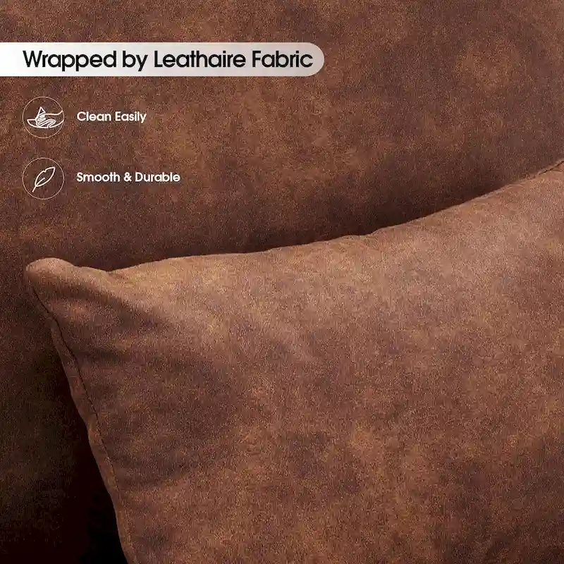 MCombo set of 2 Modern Accent Armchair with Steel Legs, Leathaire fabric HQ102