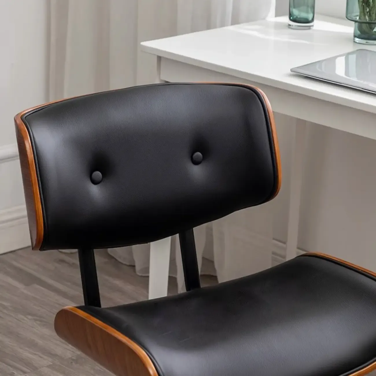 Black Adjustable Leather Swivel Ergonomic Office Chair