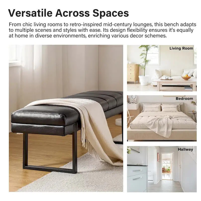 Laurens Modern 52.5 Channel Tufted Bench with Mental Legs by HULALA HOME