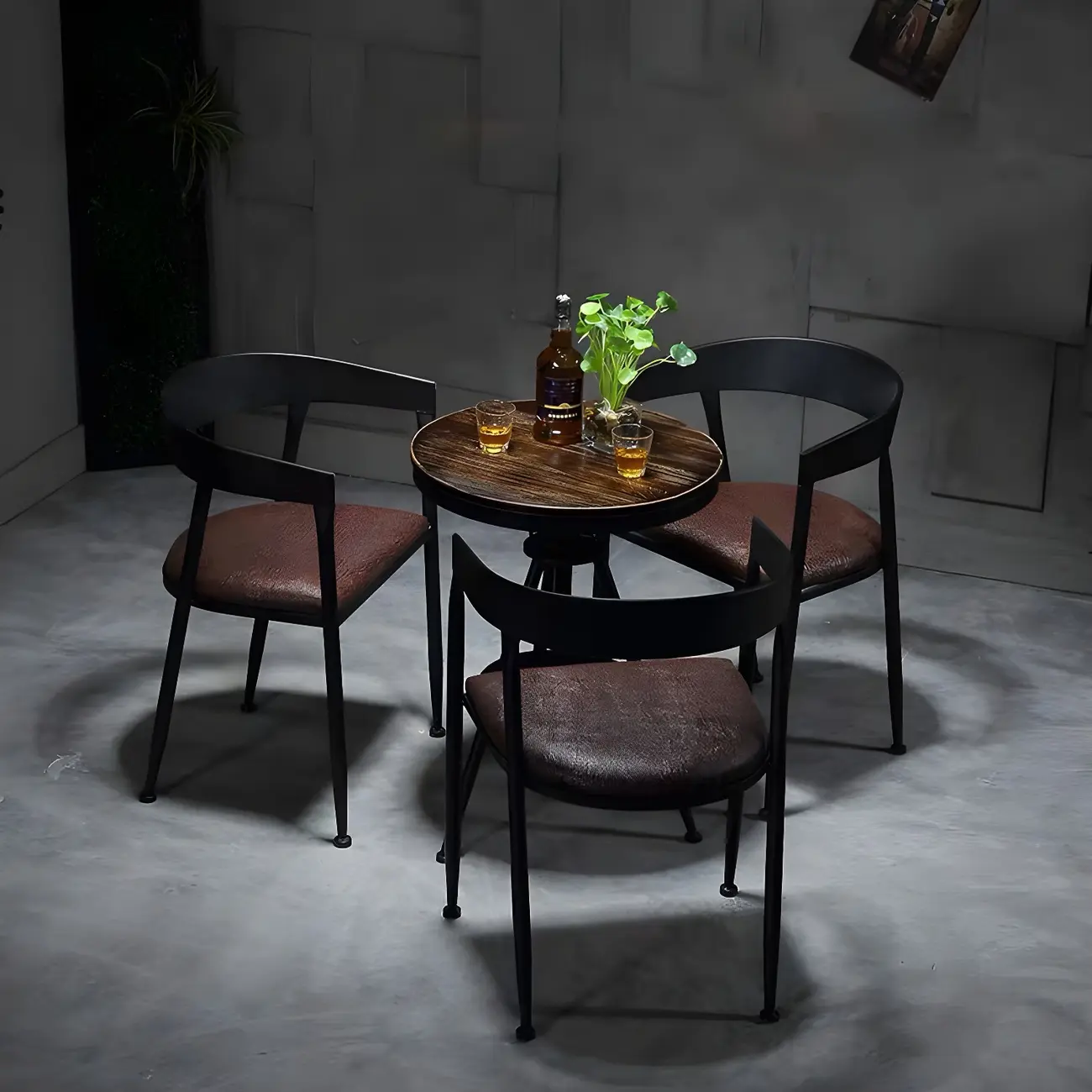 Industrial Adjustable Height Small Bar Table Wood Table Top