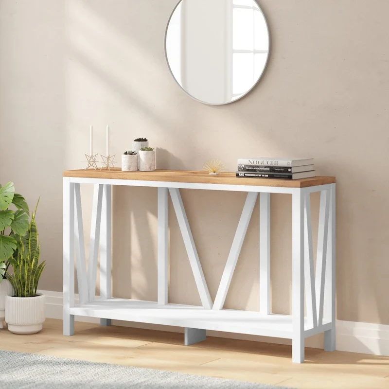 Farmhouse Style Rustic Entryway Console Table