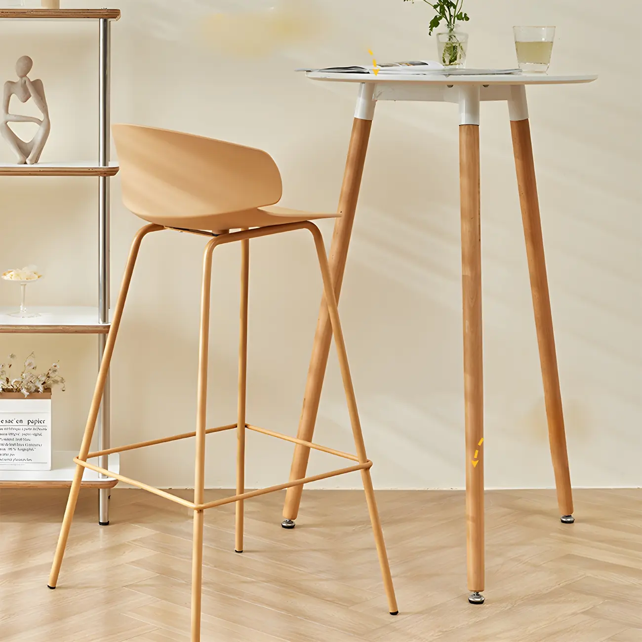 Wooden Natural Finish Square Small Bar Height Table