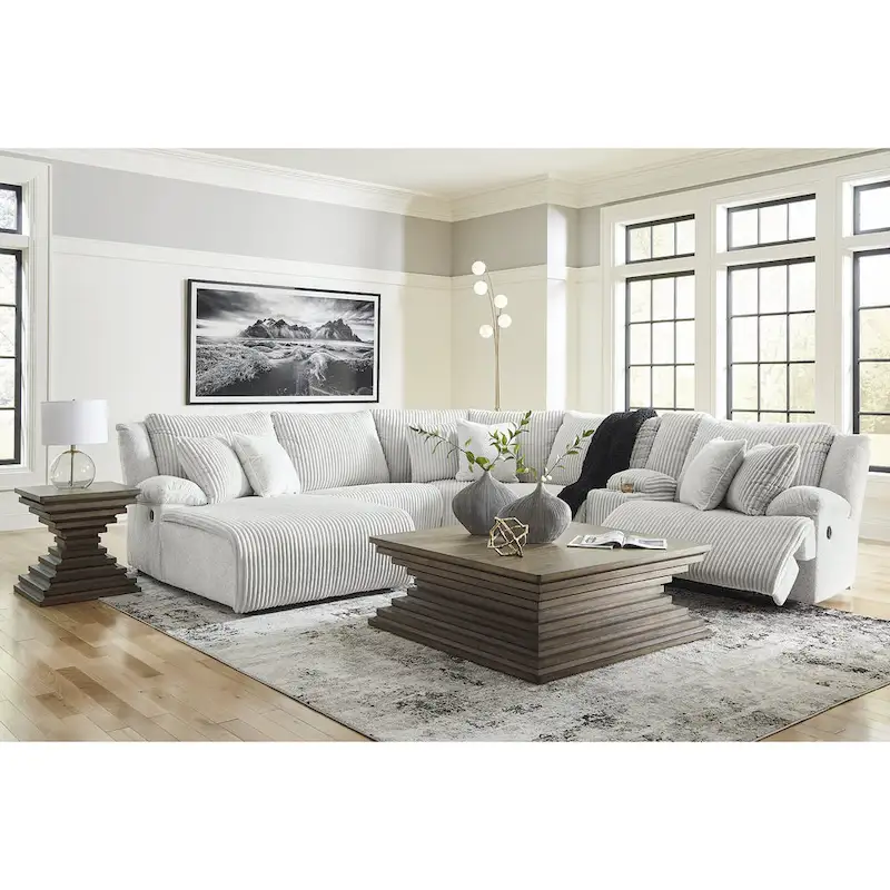 Signature Design by Ashley Top Tier Light Gray 6-Piece Reclining Sectional with Chaise - 149.5W x 132.5D x 40H