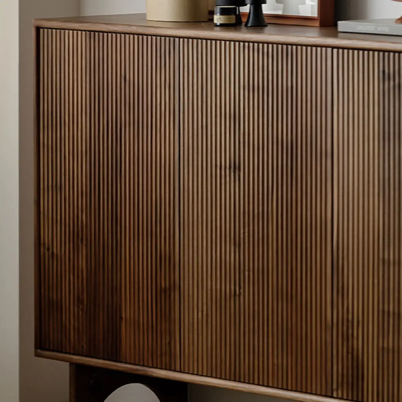 Scandinavian Dark Walnut Solid Wood Shoe Cabinet