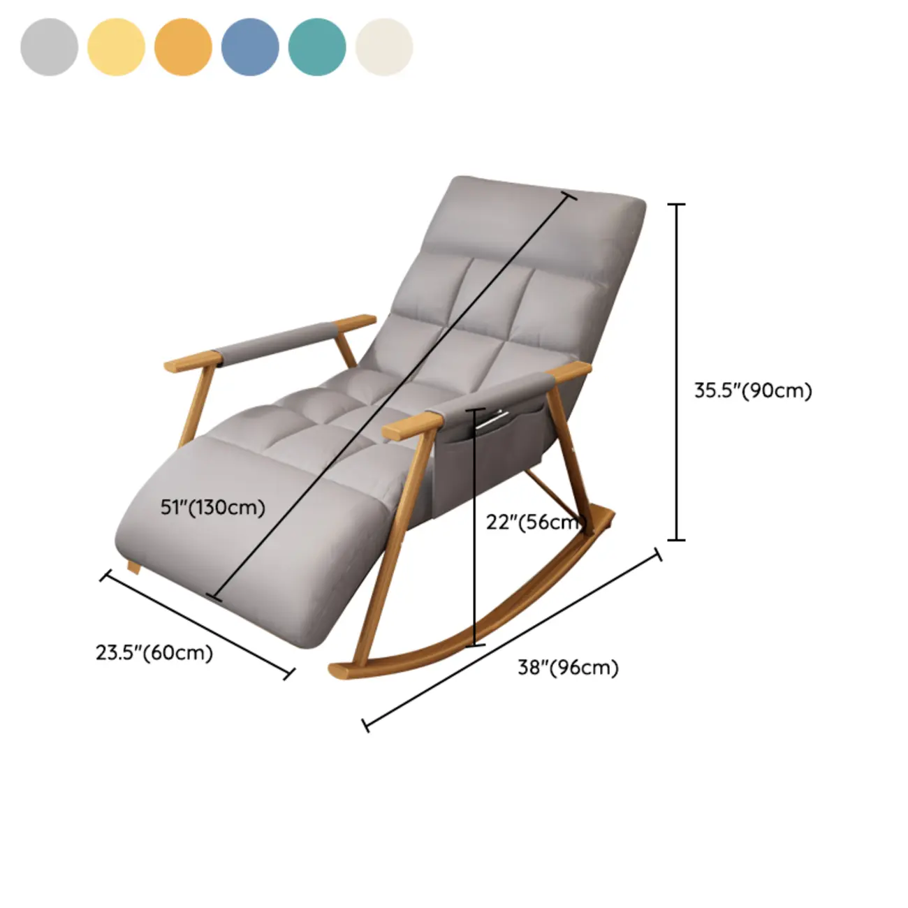 Modern Metal Track Arms Upholstered Rocking Chair