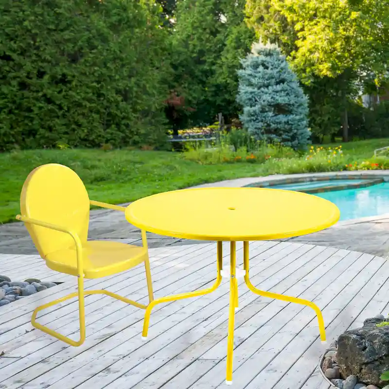 39.25-Inch Outdoor Retro Metal Tulip Table, Yellow