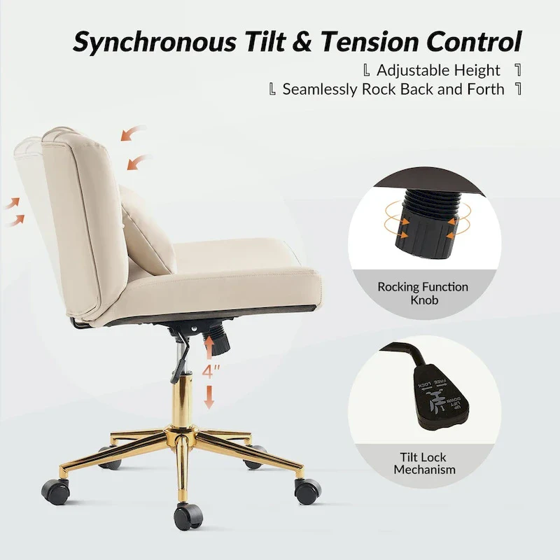 Charlie Modern Button-Tufted Swivel Tilting Office Chair with Pillow by HULALA HOME