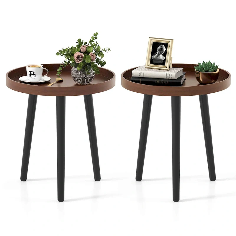 Costway 1/2 PCS Round Side Table Sofa Coffee End Accent Table