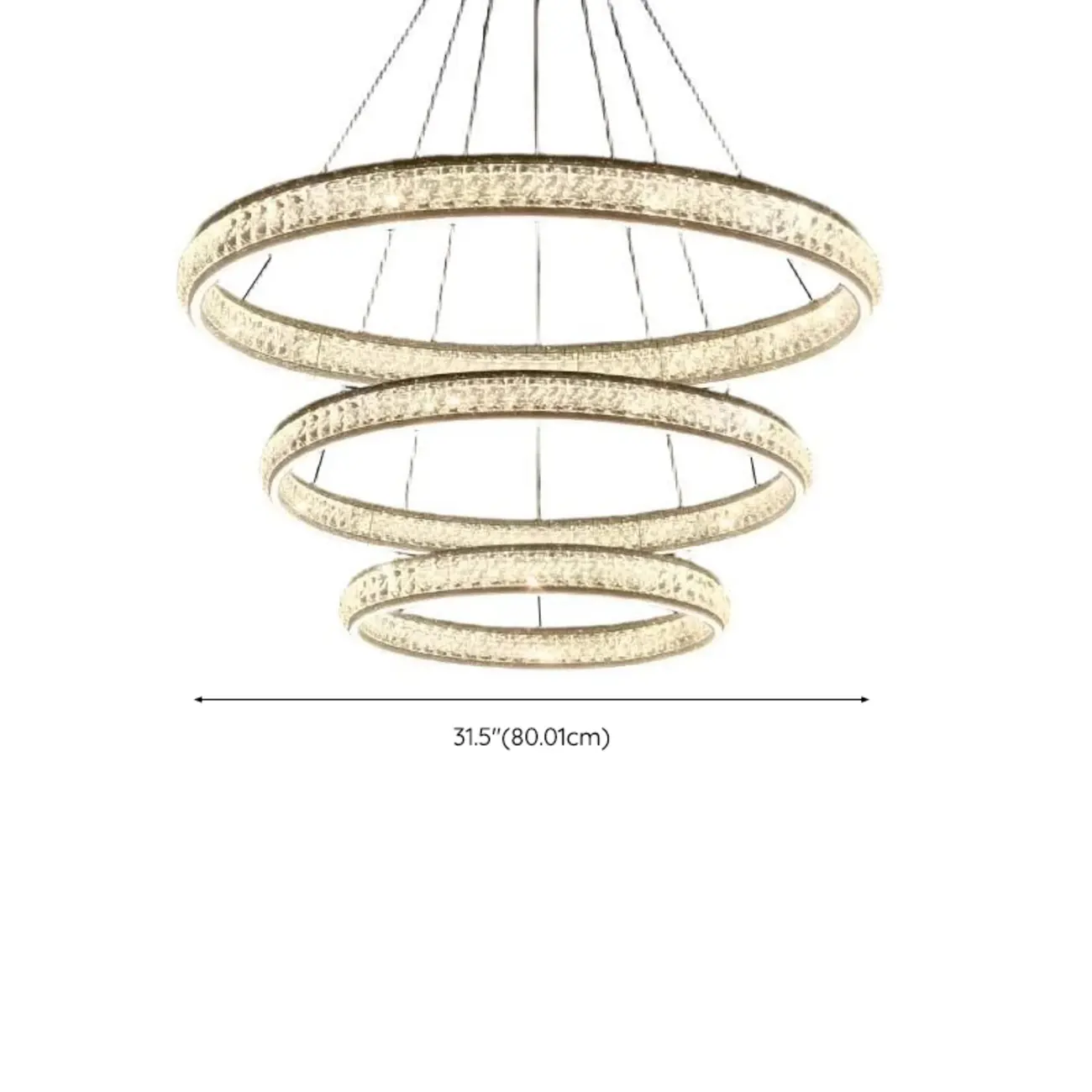 Luxury LED Golden Tiered Ring Crystal Chandelier