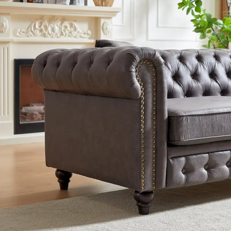 Chesterfield 85.5 Tech Fabric 3-seater Sofa with Cushions