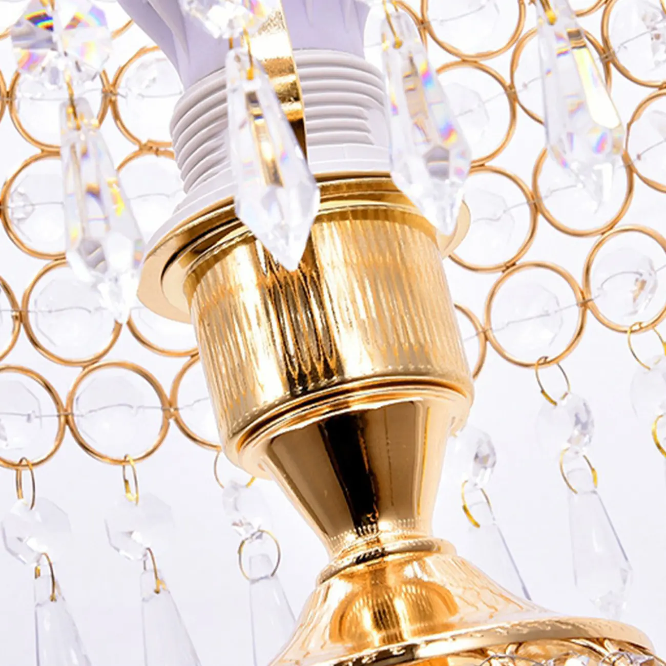 Traditional Luxurious Empire Gold Crystal Bedside Lamps