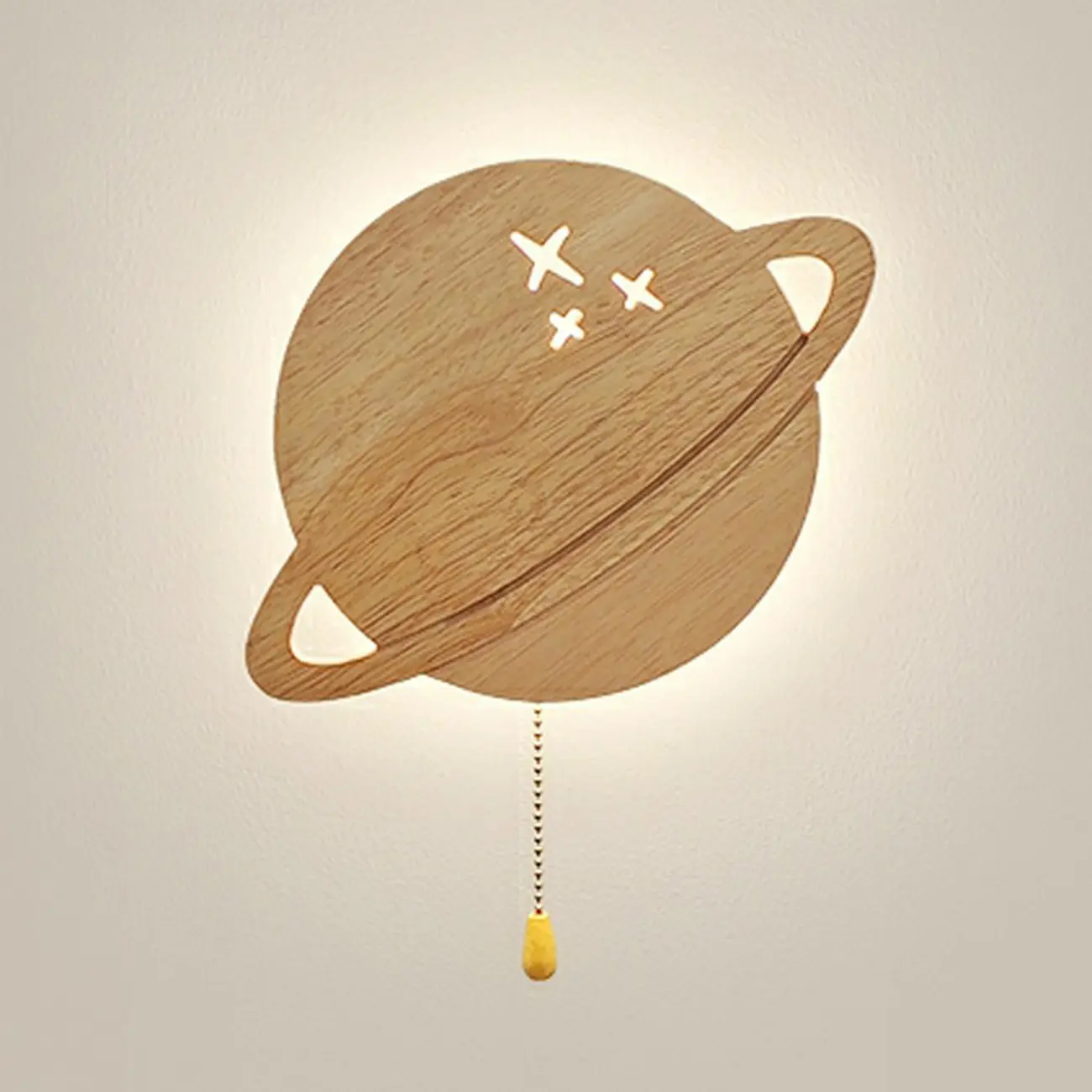 kids Moon-Shaped Wooden Wall Sconce for Bedroom Decor