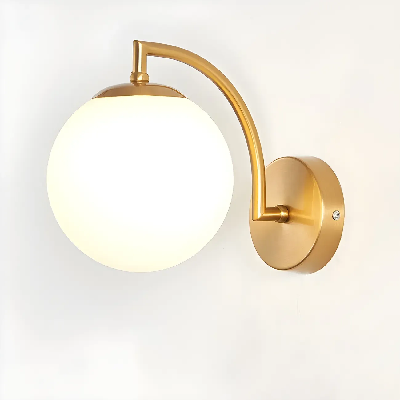 Mini Modern Globe Glass Metal Arc Vanity Wall Light