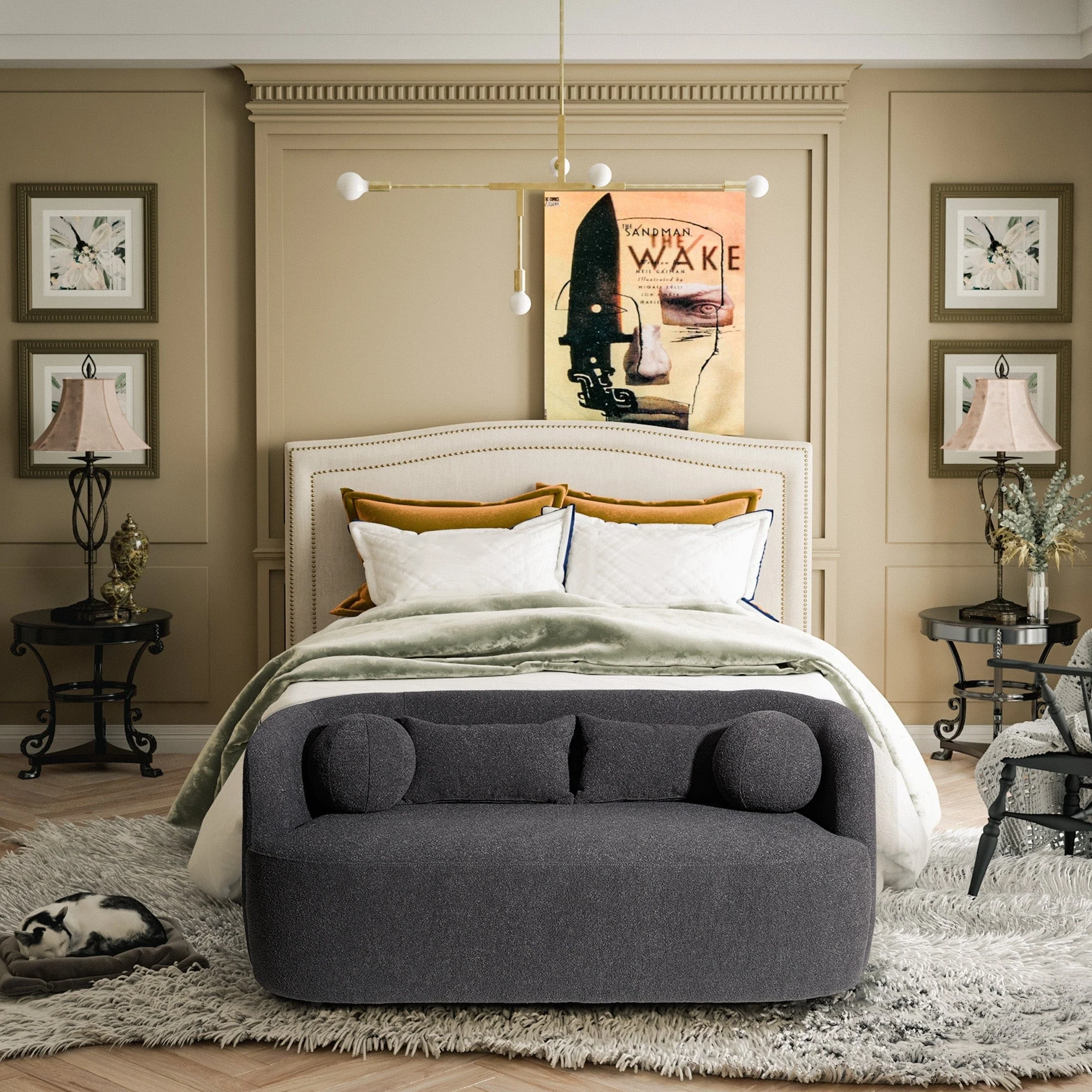 KINWELL Boucle Upholstered 2-Seats Loveseat with Pillows