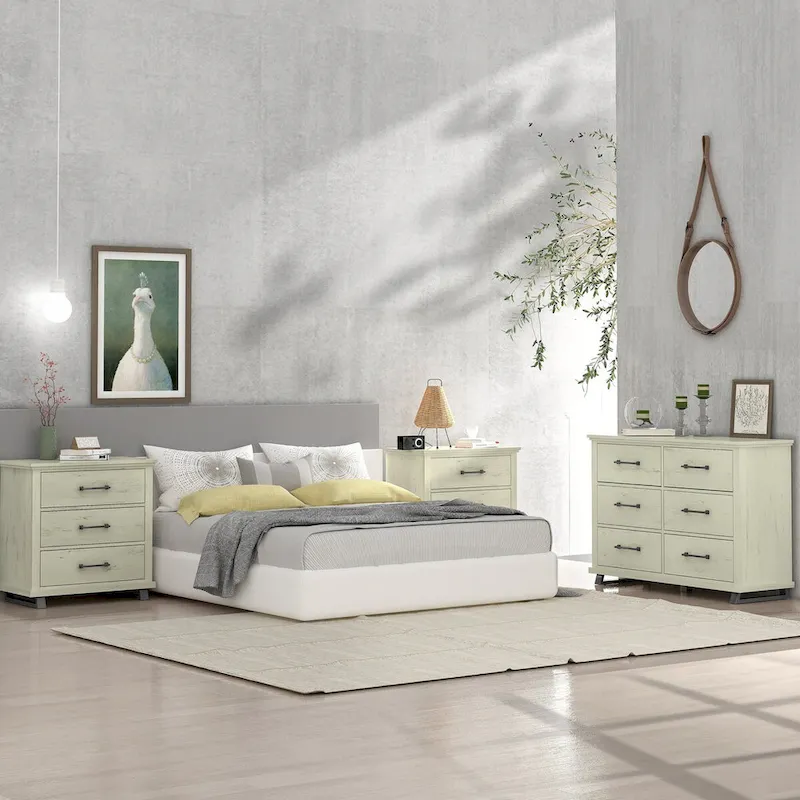 Farmhouse 3-Piece Bedroom Set - 2 Nightstand and 1 Dresser