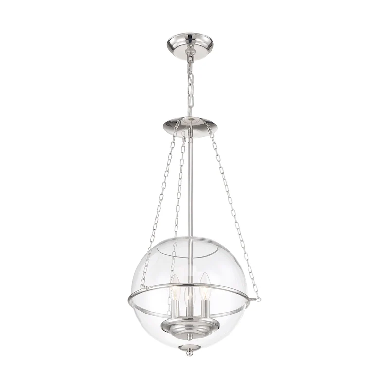 Odyssey 3-Light Pendant Fixture Polished Nickel with Clear Glass - N/A