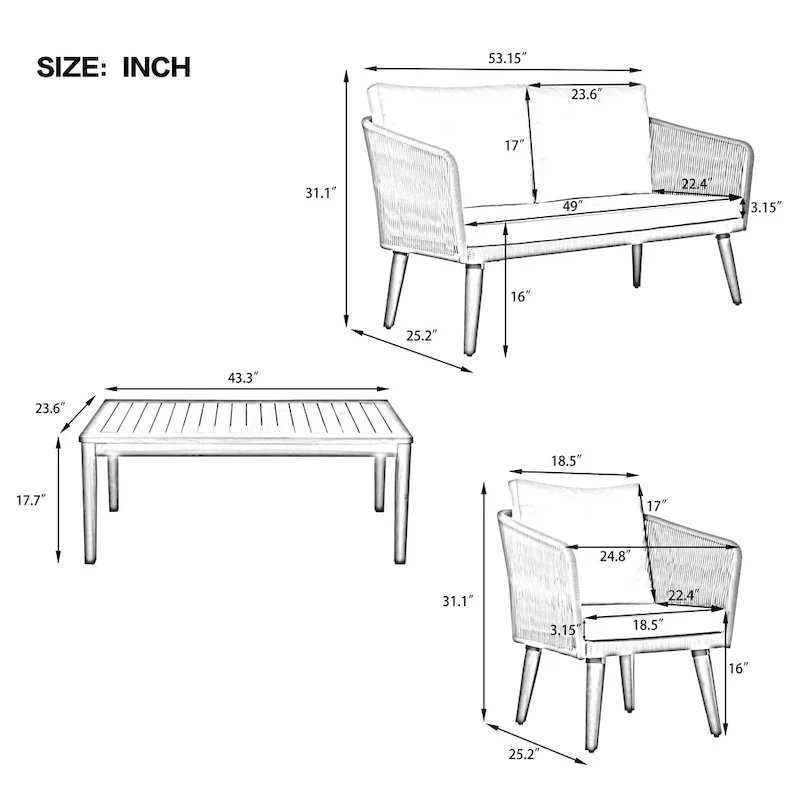 ZZ 4-Piece Patio Conversation Set