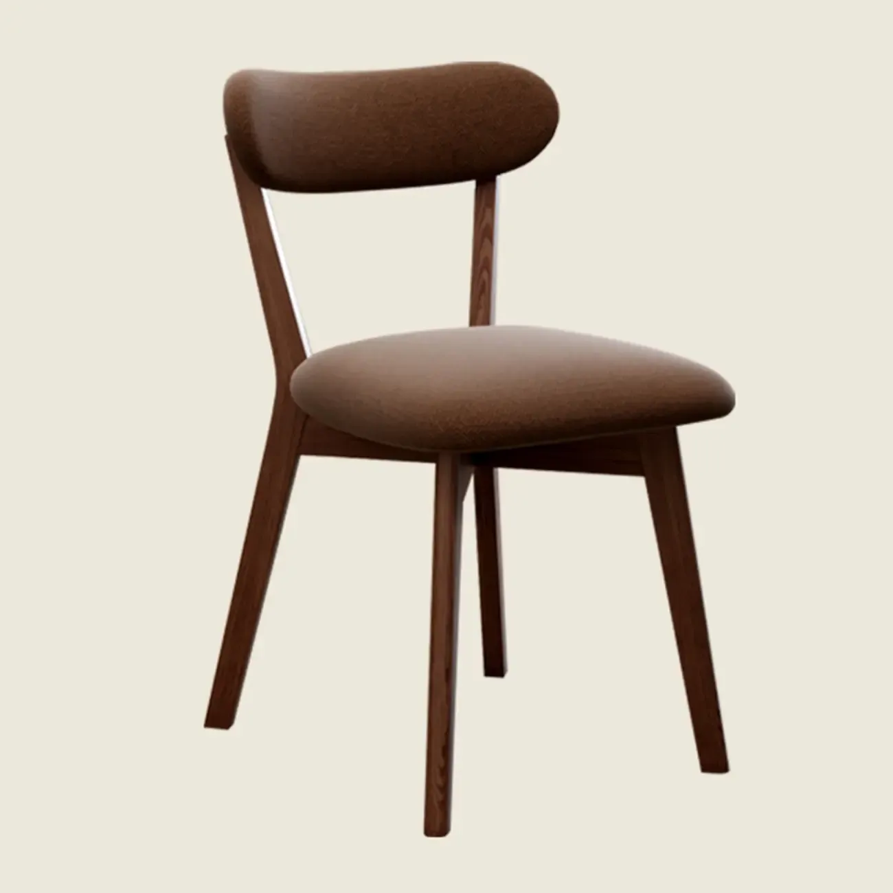 Walnut Wood Mid-Century Modern Upholstered Dining Chair
