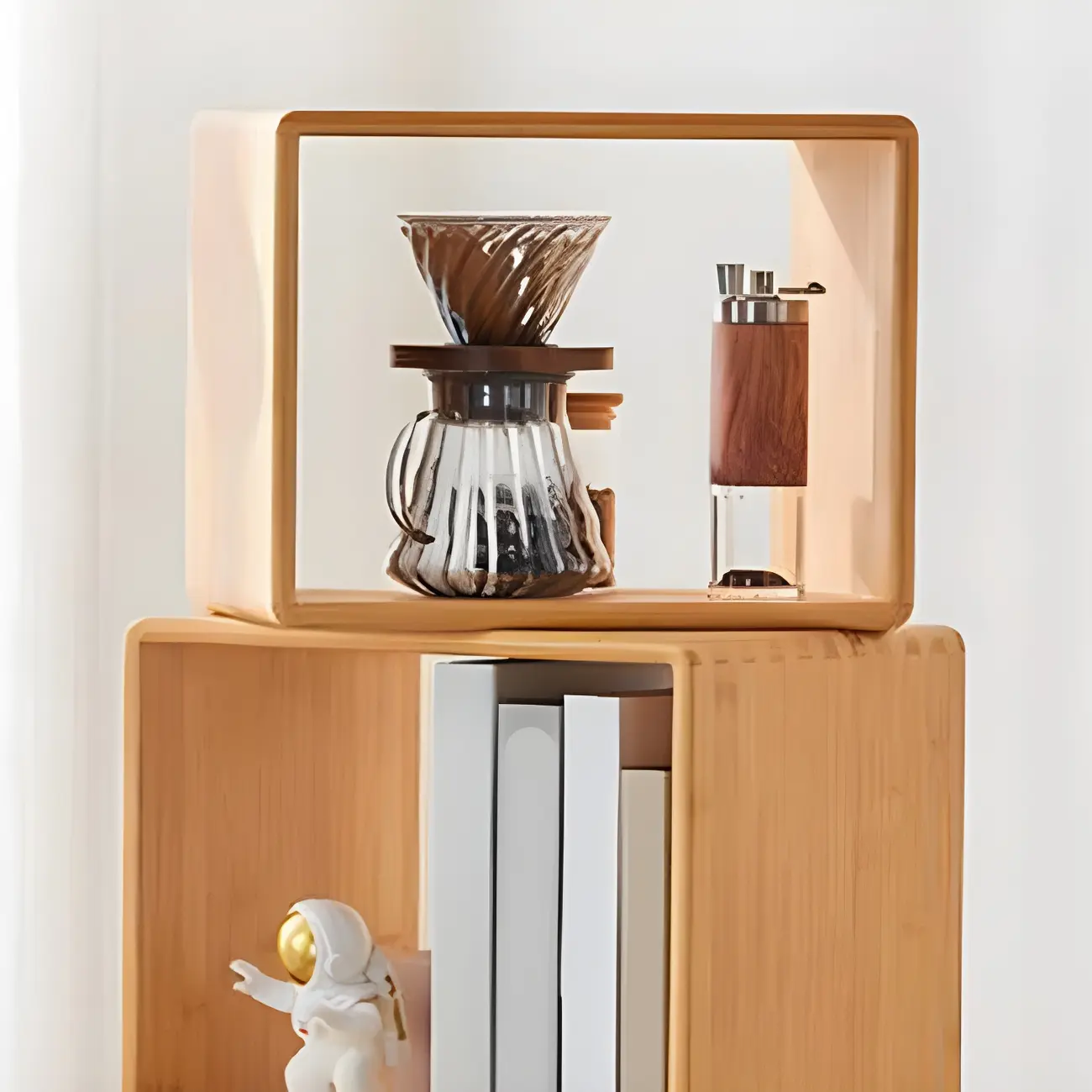 4-Tier Modern Wooden Open Cube Display Bookcase