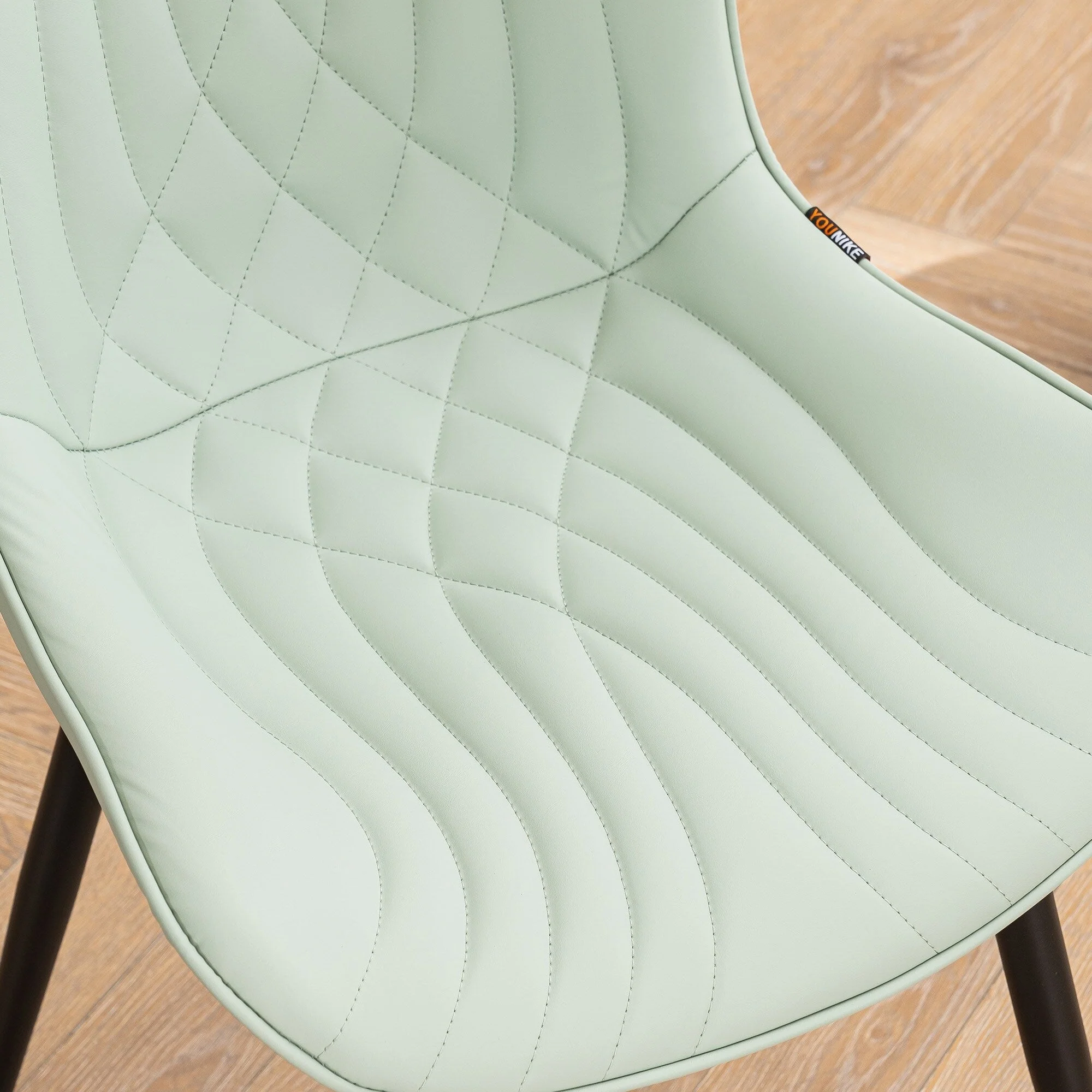 Modern Upholstered Leather Armless Dining Chairs Set of 2