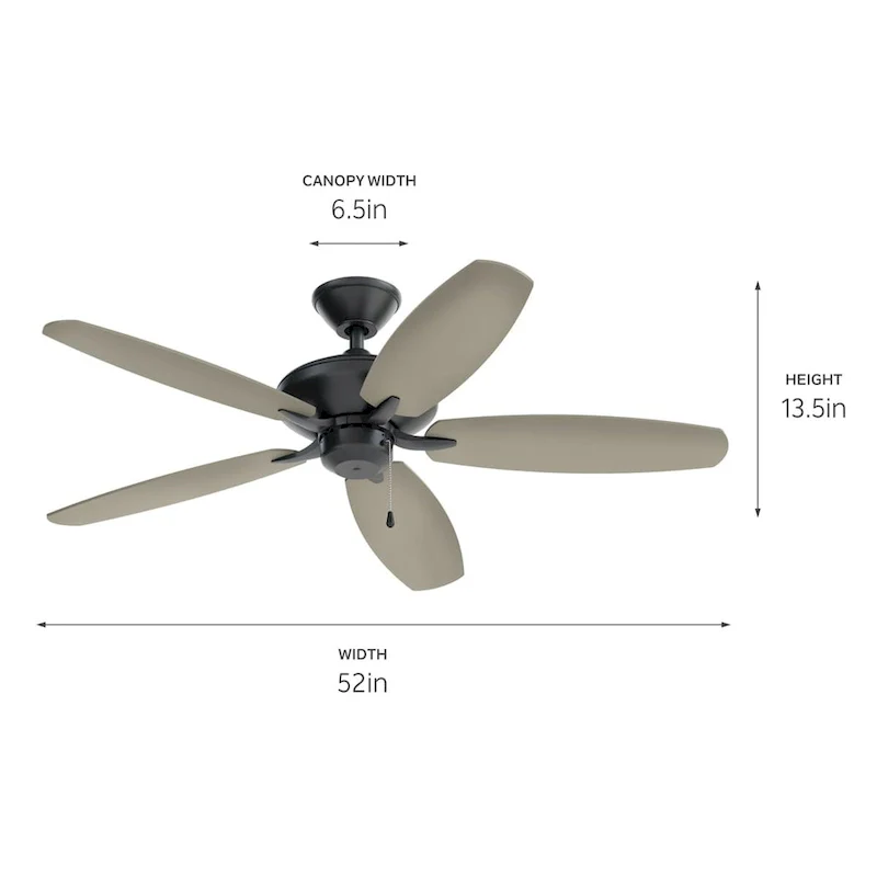 Kichler Renew 52 inch Ceiling Fan Satin Black with Reversible Blades