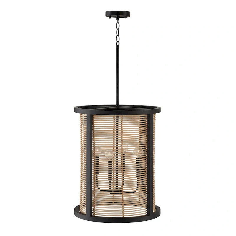 Rico 4-light Flat Black Foyer Pendant