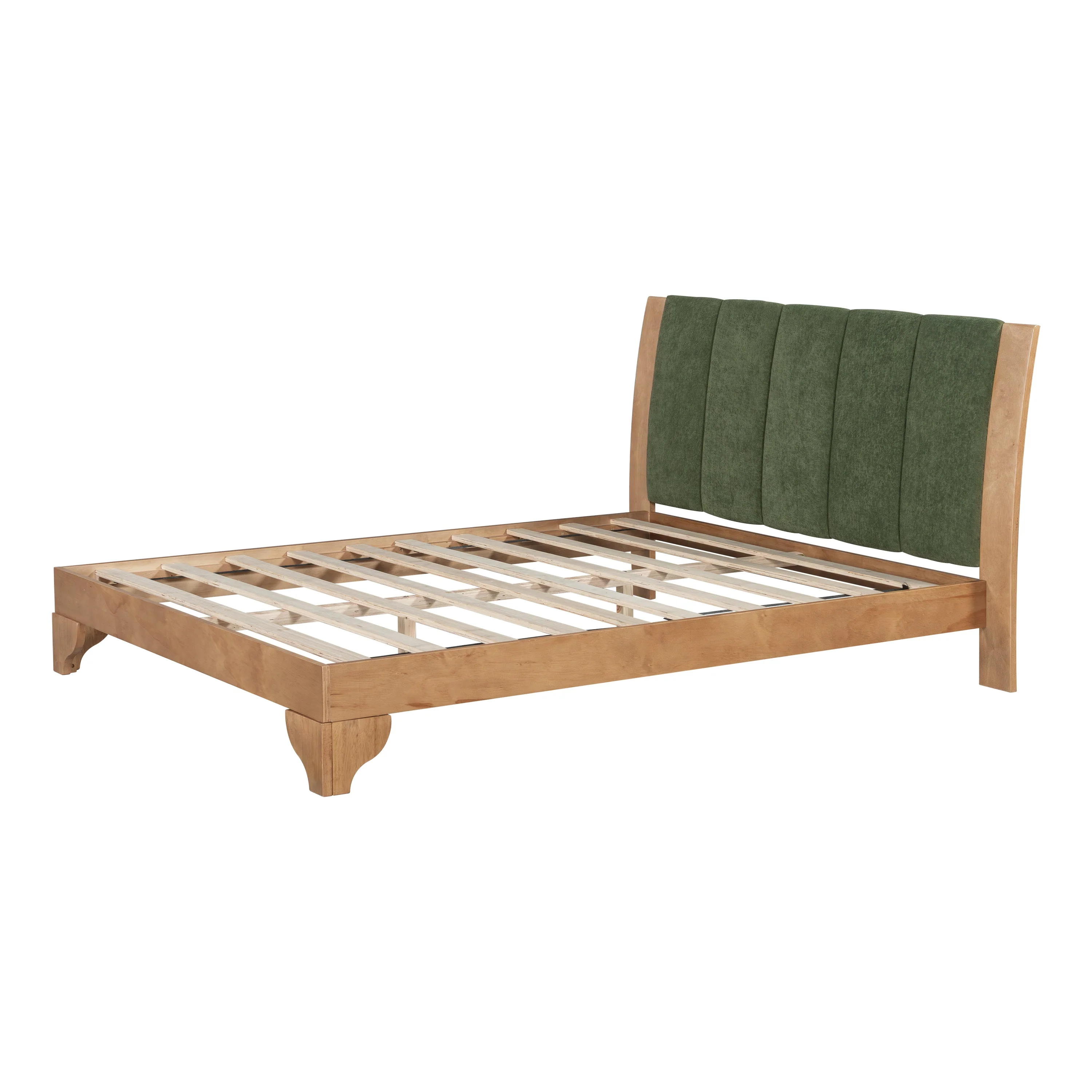 Mid Century Modern Wood and Upholstered Bedframe