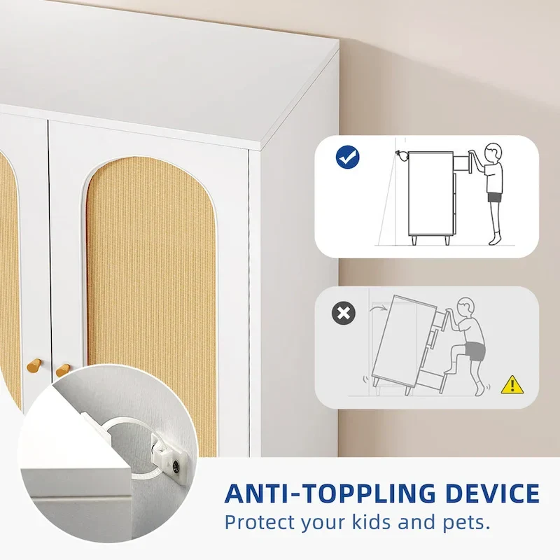 Moasis 70   Rattan Armoire Bedroom Wardrobe with Drawer & Hanging Rod