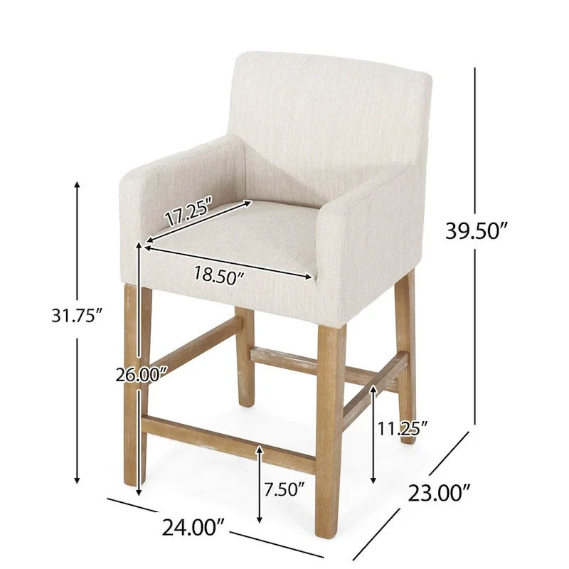 Armga Fabric Upholstered Wood 26 inch Counter Stools (Set of 2) by Christopher Knight Home