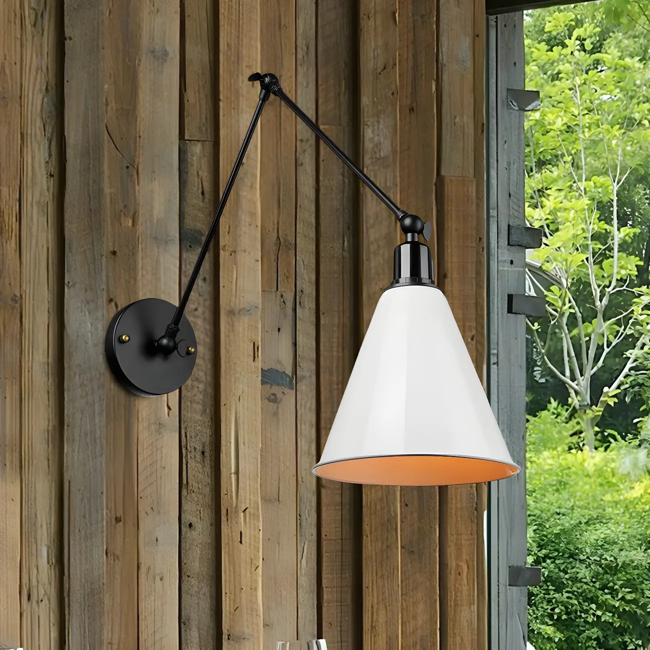 1-Light Cone Metal Swing Arm Wall Light