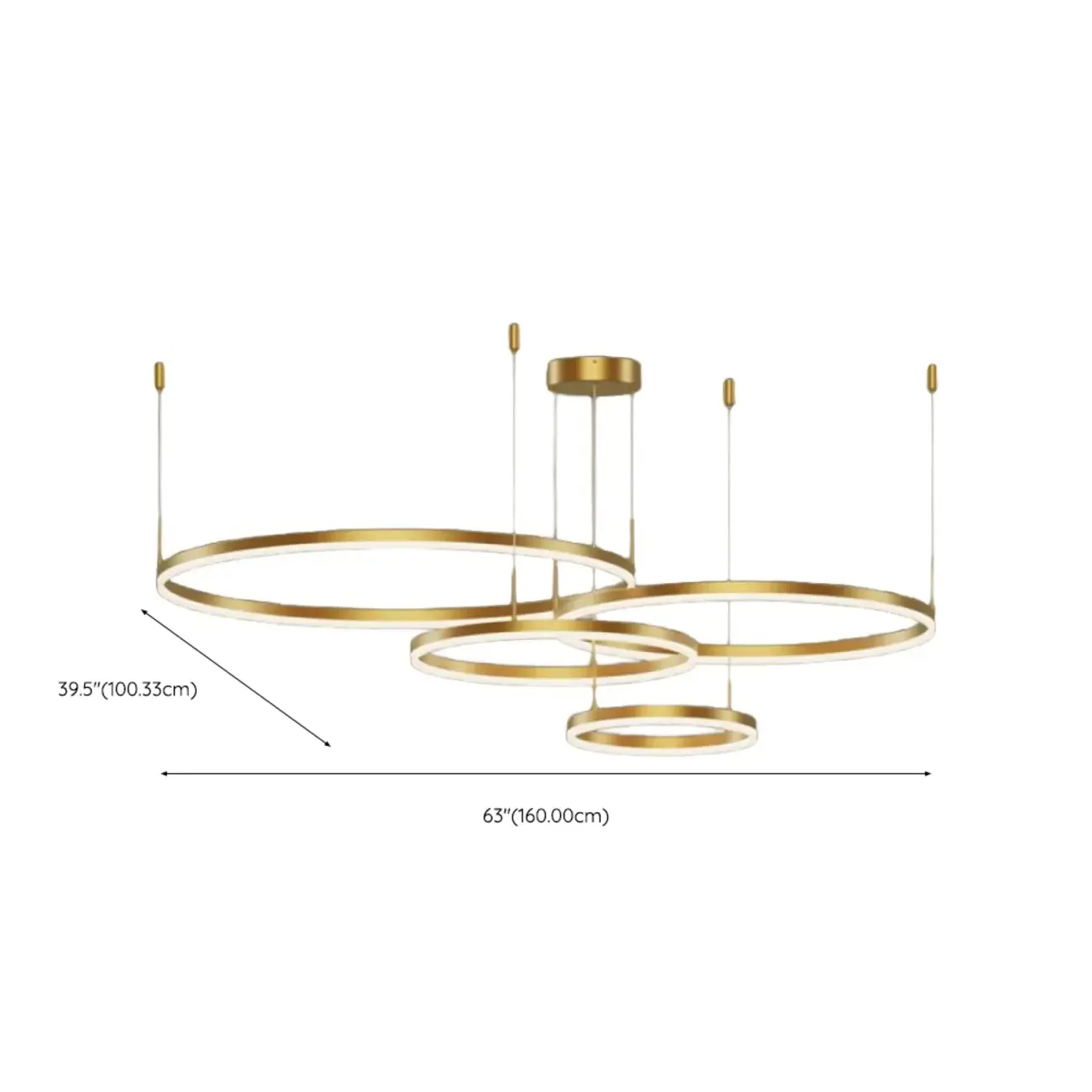 Modern Gold Multi-Circle Tiered Metal Ring LED Chandelier