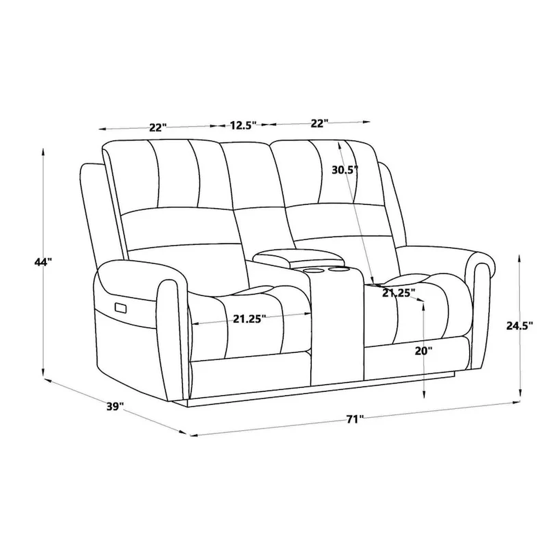 Power Sofa Loveseat Recliner Adjustable Headrest High Back Nailhead